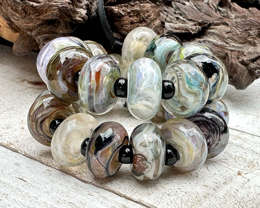 gray lampwork beads