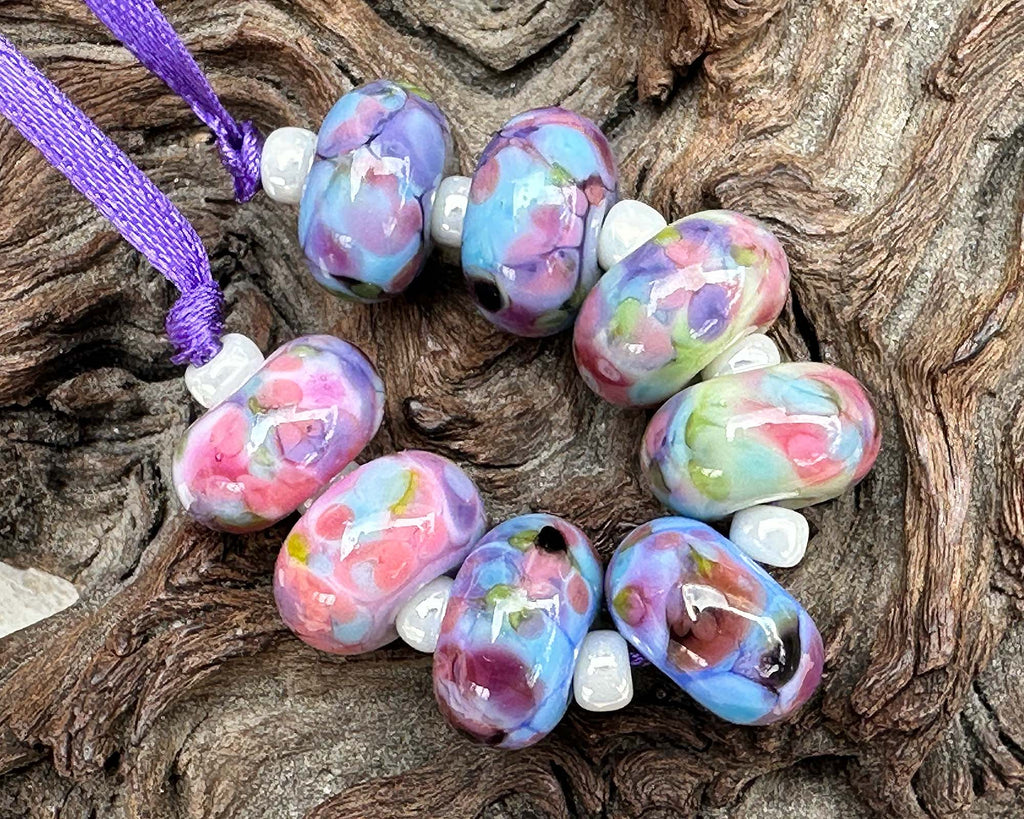 pastel lampwork beads