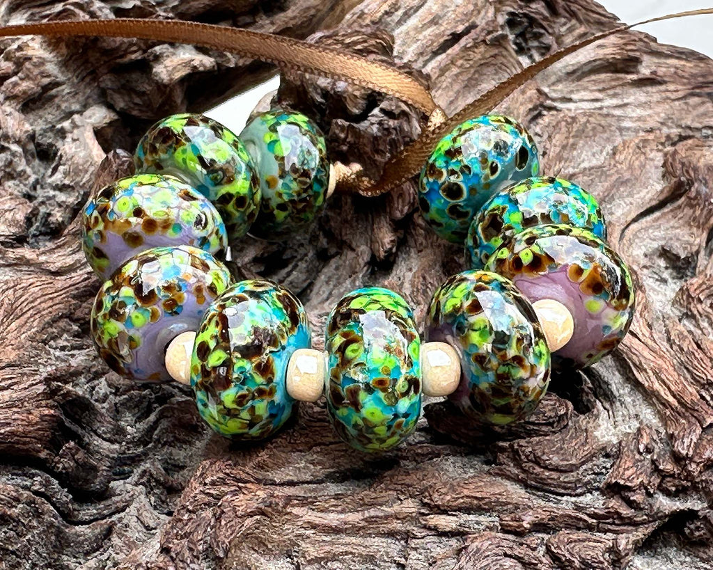 green lampwork beads