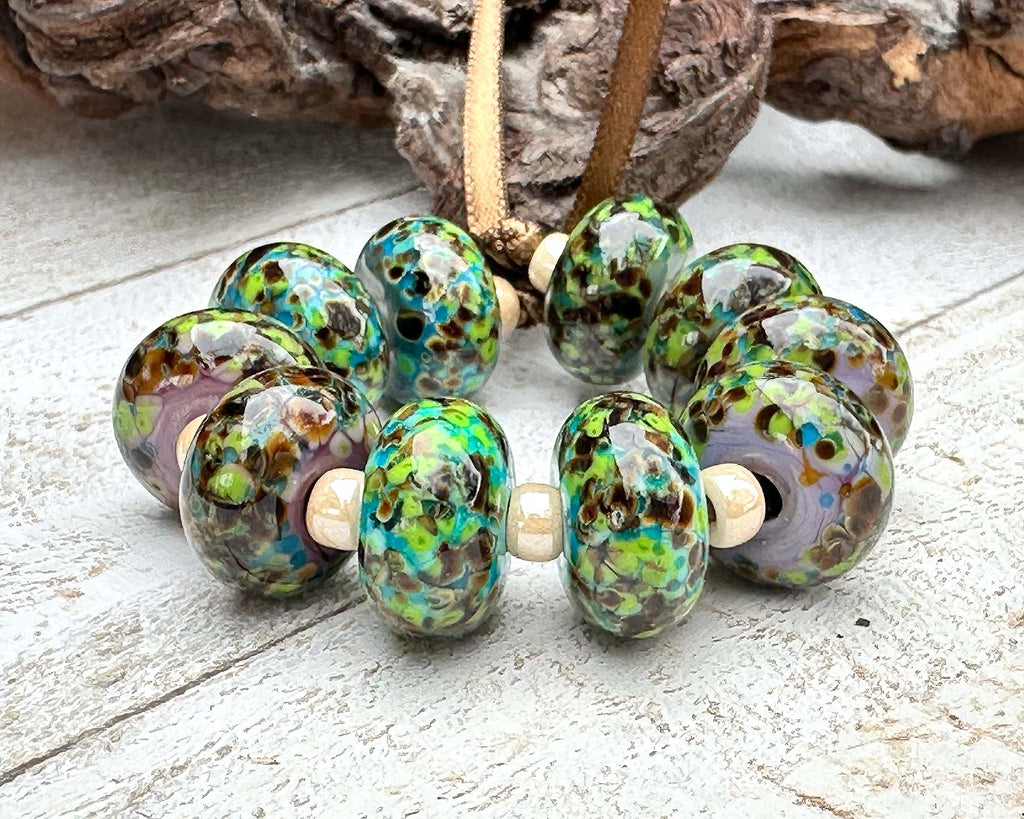 green lampwork beads