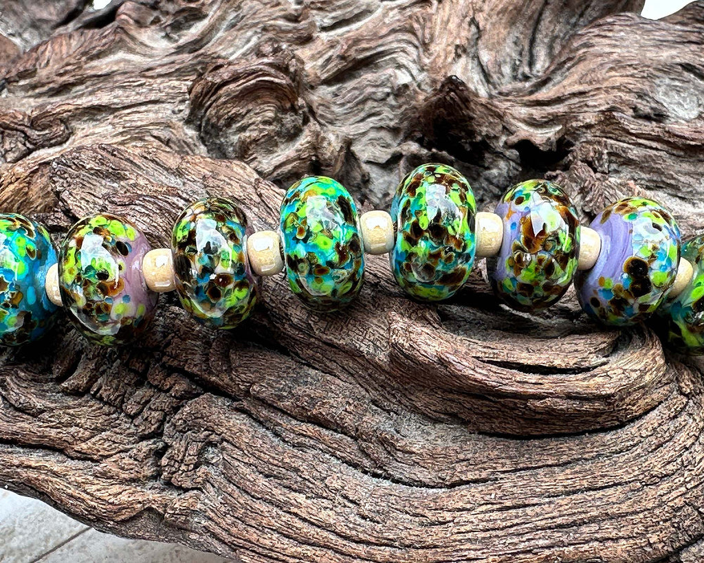 green lampwork beads