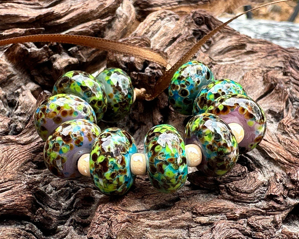 green lampwork beads