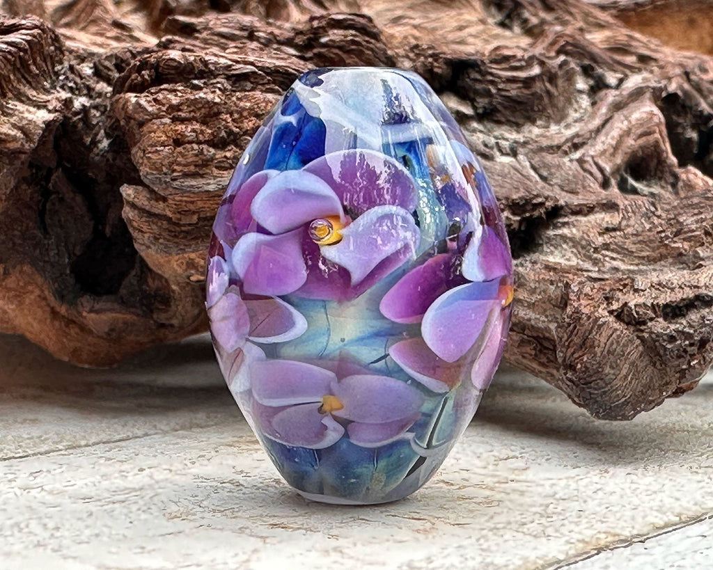 floral lampwork bead