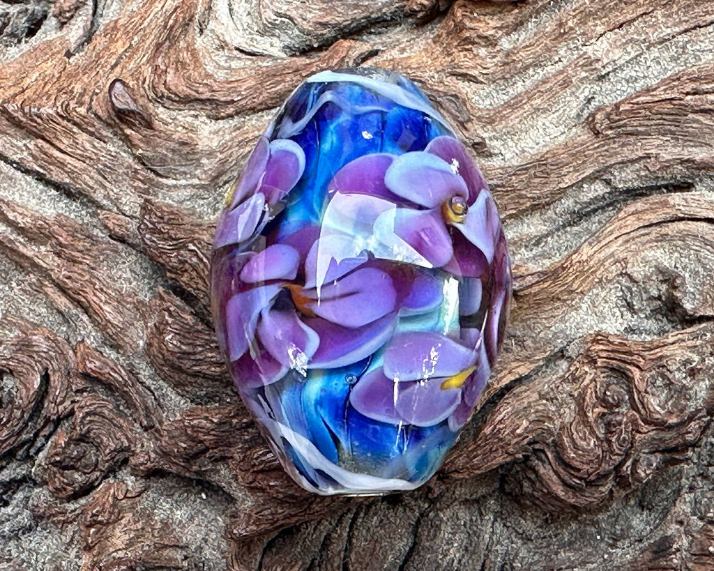 floral lampwork bead