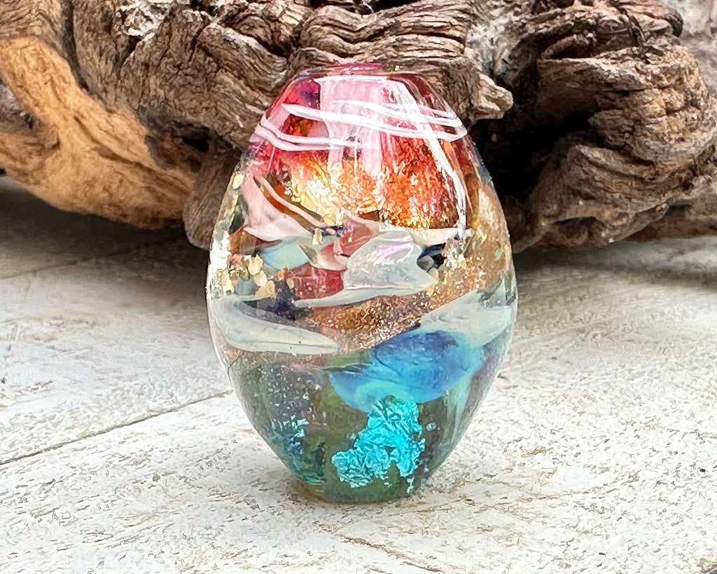 rainbow lampwork bead