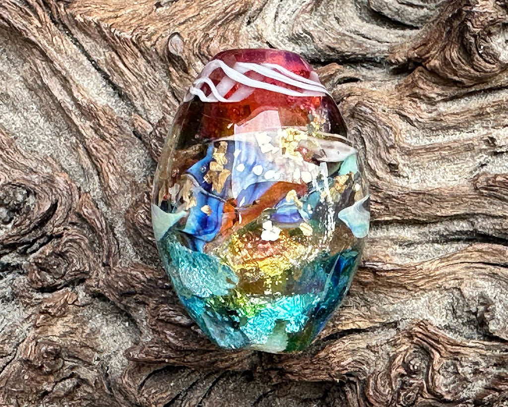 rainbow lampwork bead