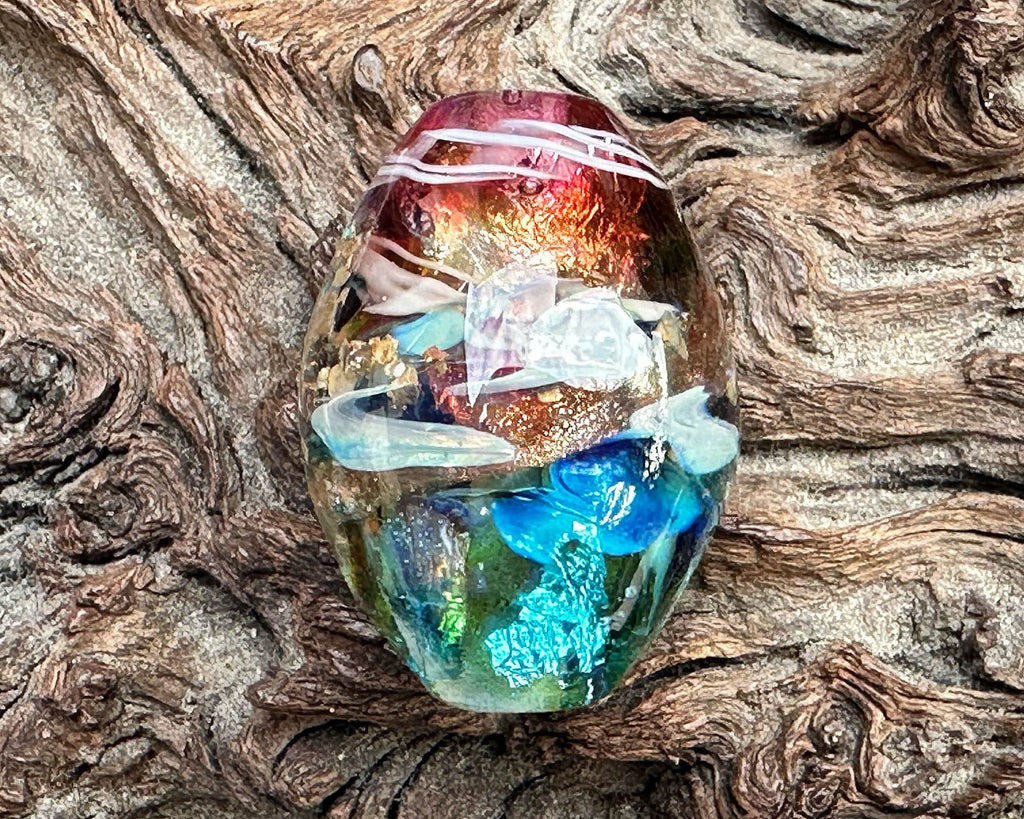 rainbow lampwork bead