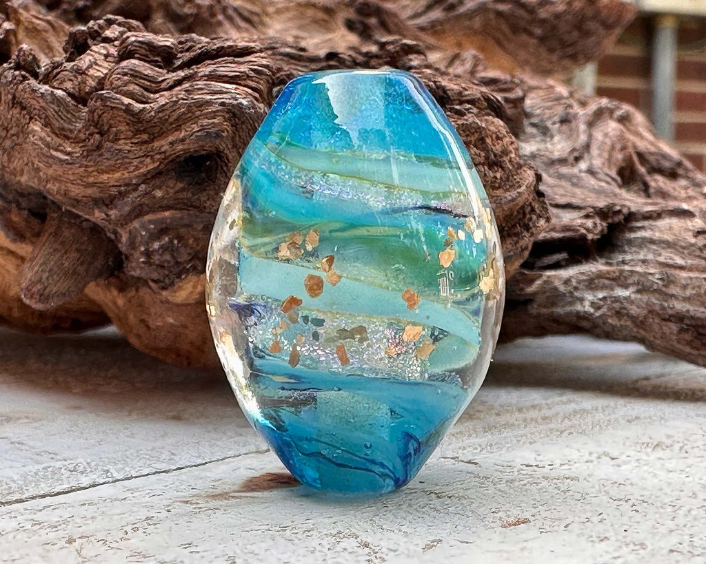 blue lampwork focal bead