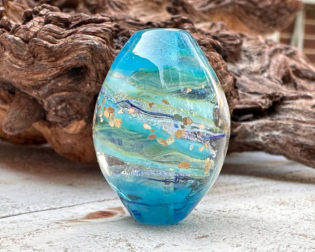 blue lampwork focal bead