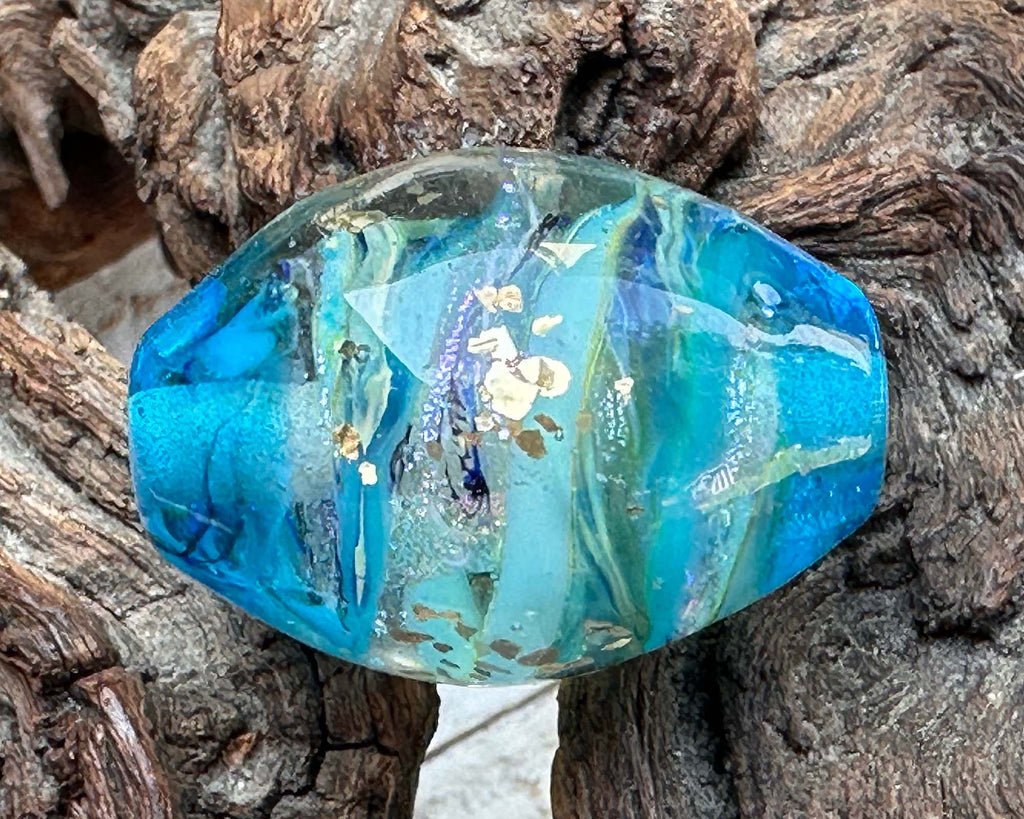 blue lampwork focal bead