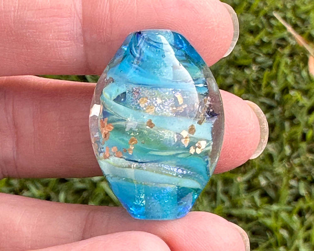 blue lampwork focal bead