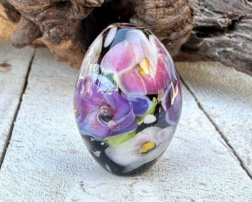 floral lampwork bead