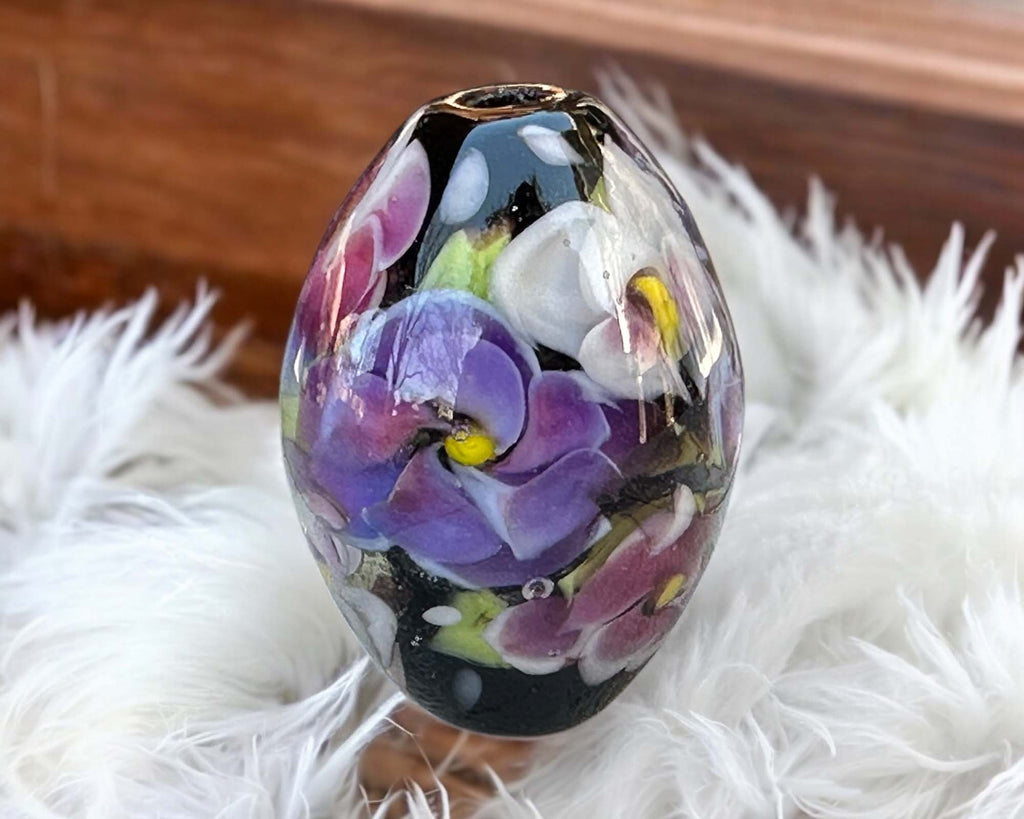 floral lampwork bead