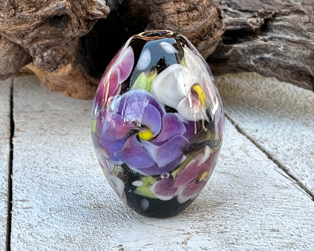 floral lampwork bead