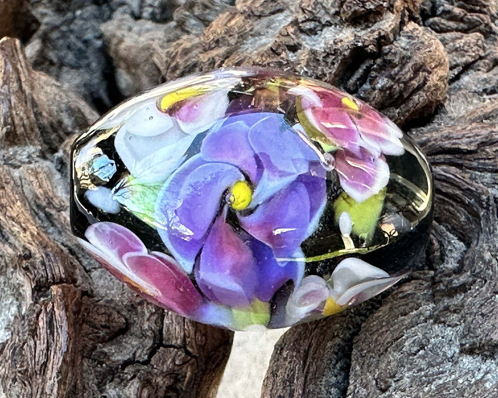 floral lampwork bead