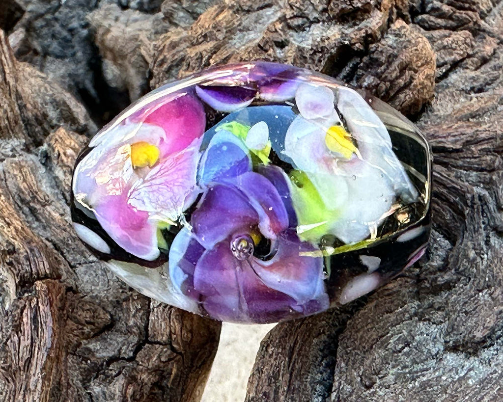 floral lampwork bead