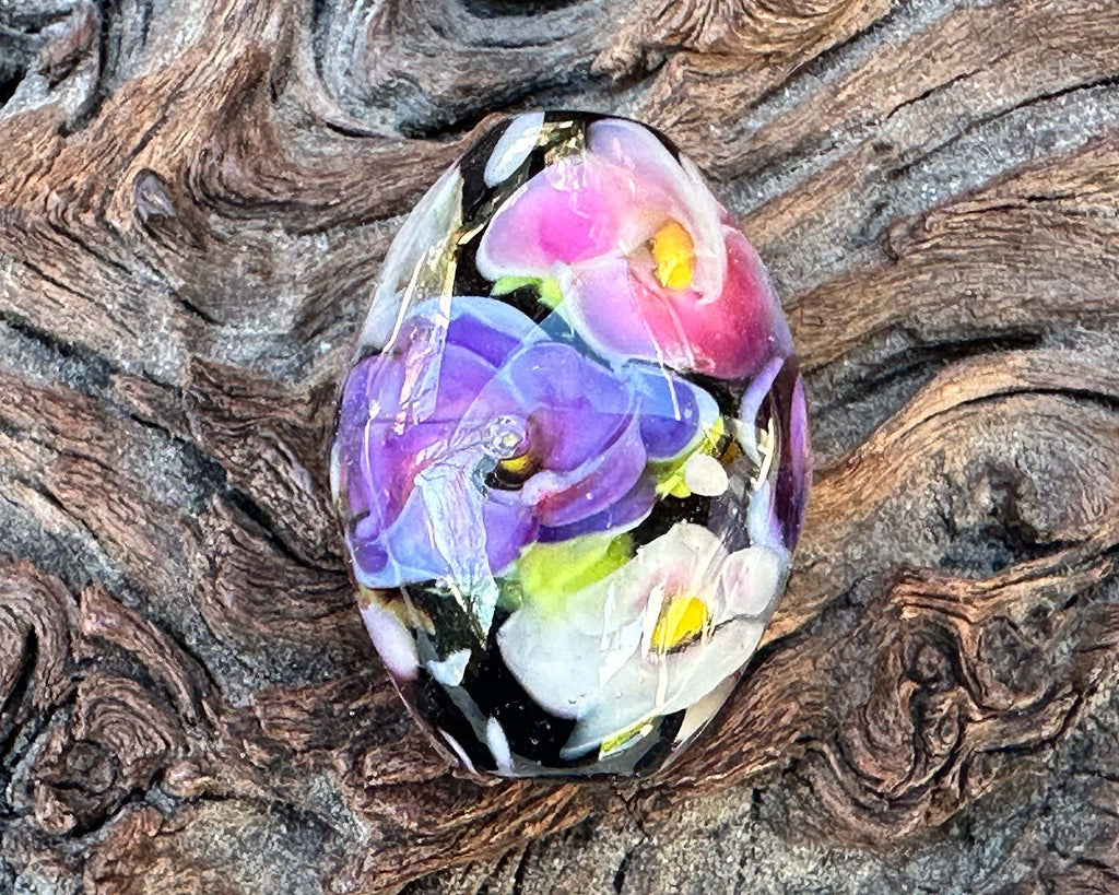 floral lampwork bead