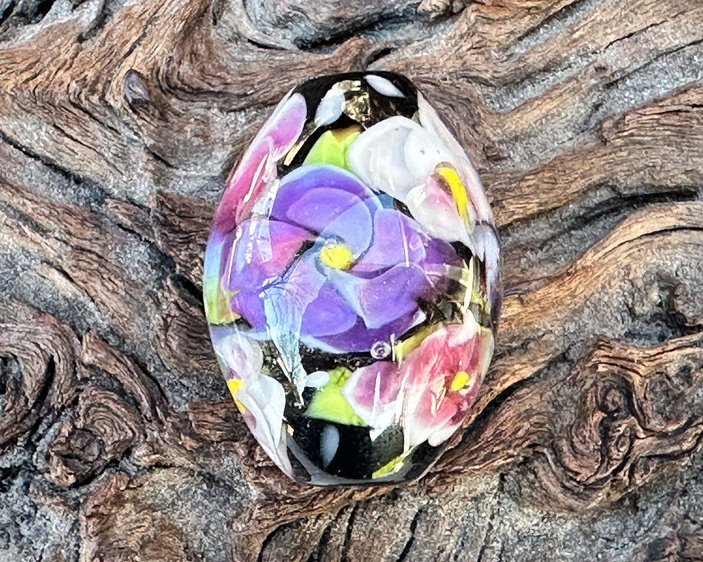 floral lampwork bead