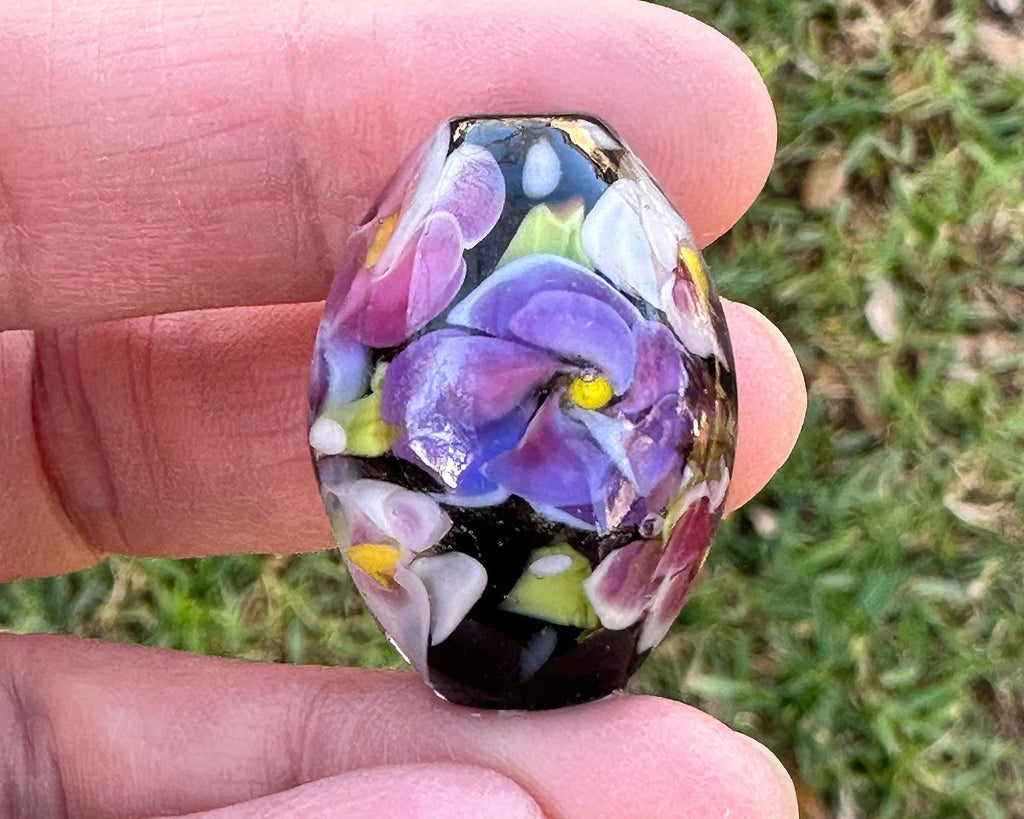 floral lampwork bead