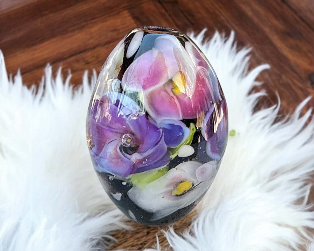 floral lampwork bead