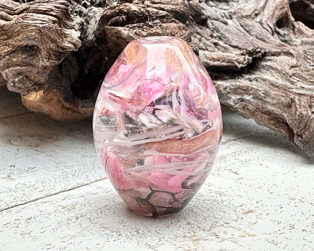 pink lampwork focal bead