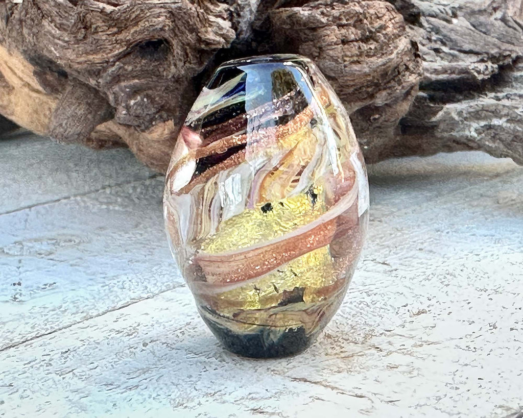 gold lampwork bead