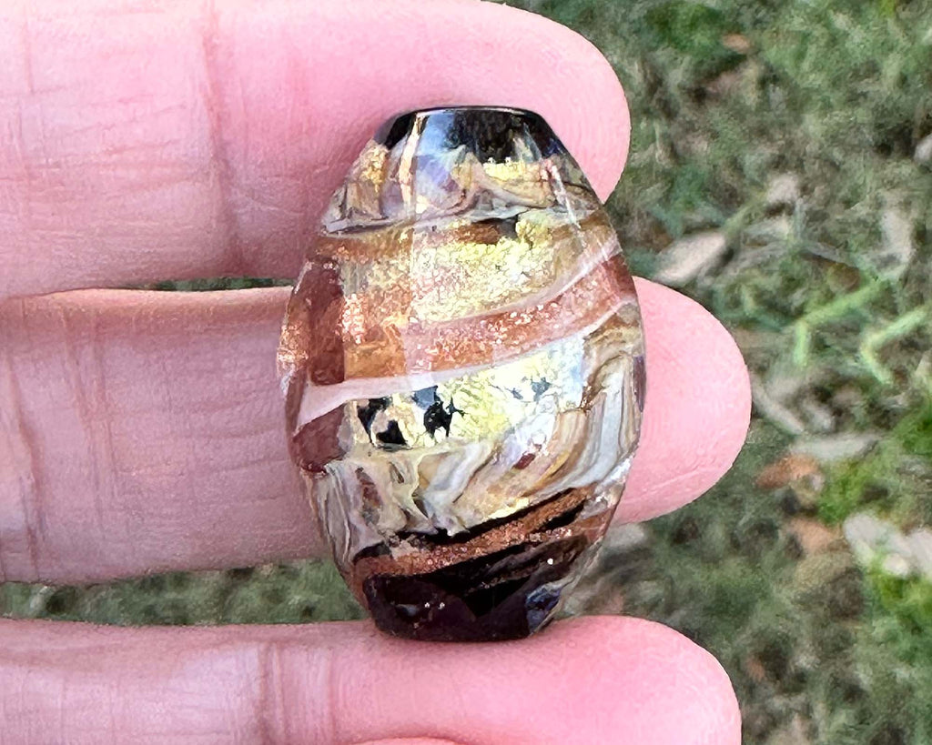 gold lampwork bead