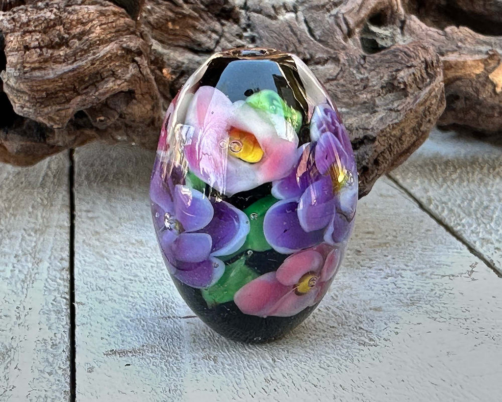 floral lampwork bead