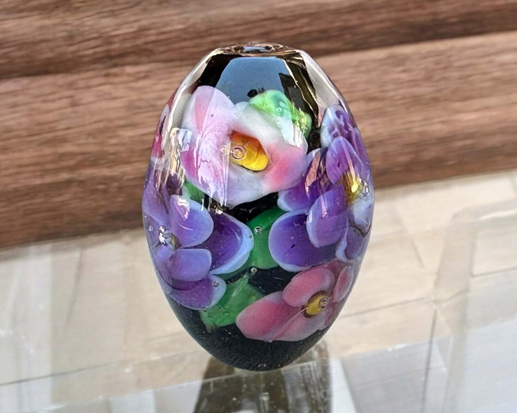 floral lampwork bead