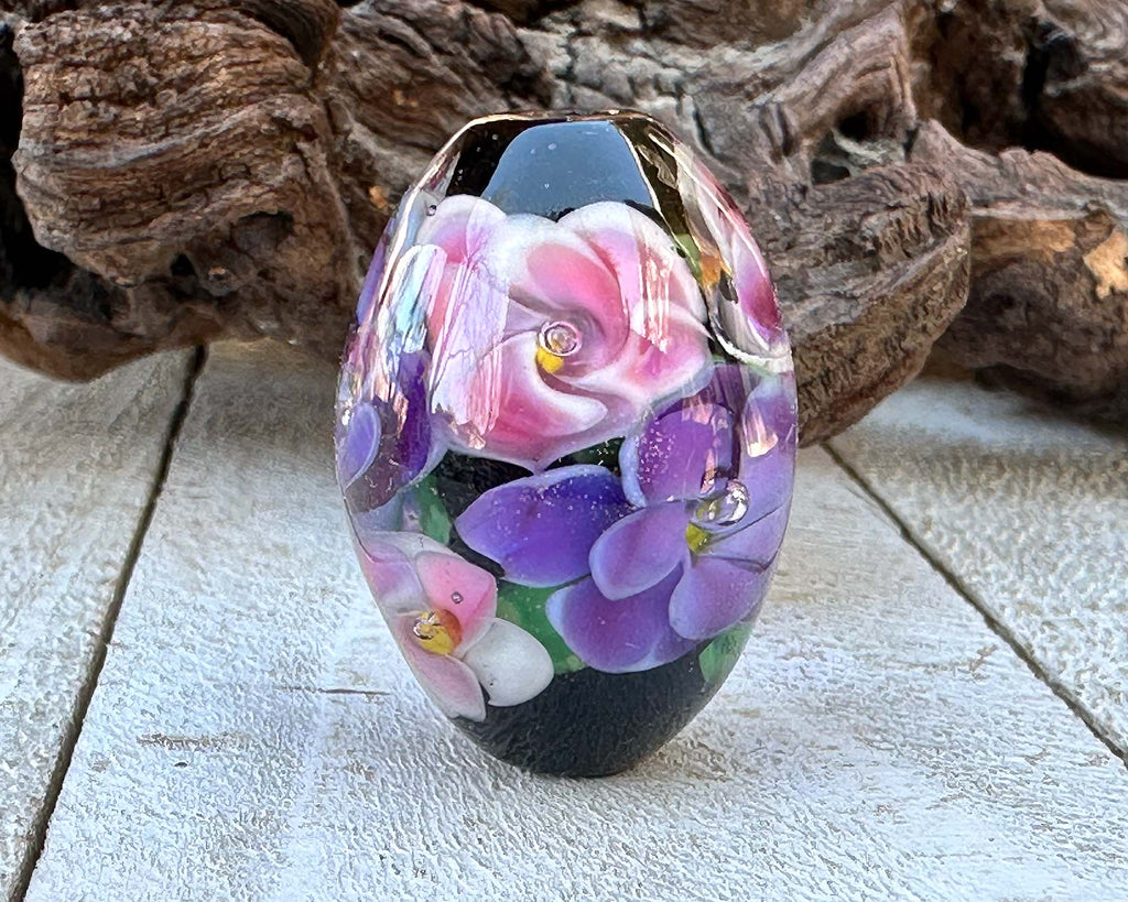 floral lampwork bead