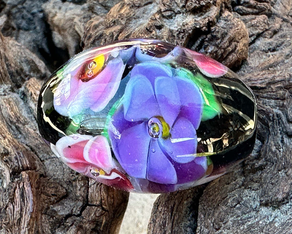 floral lampwork bead