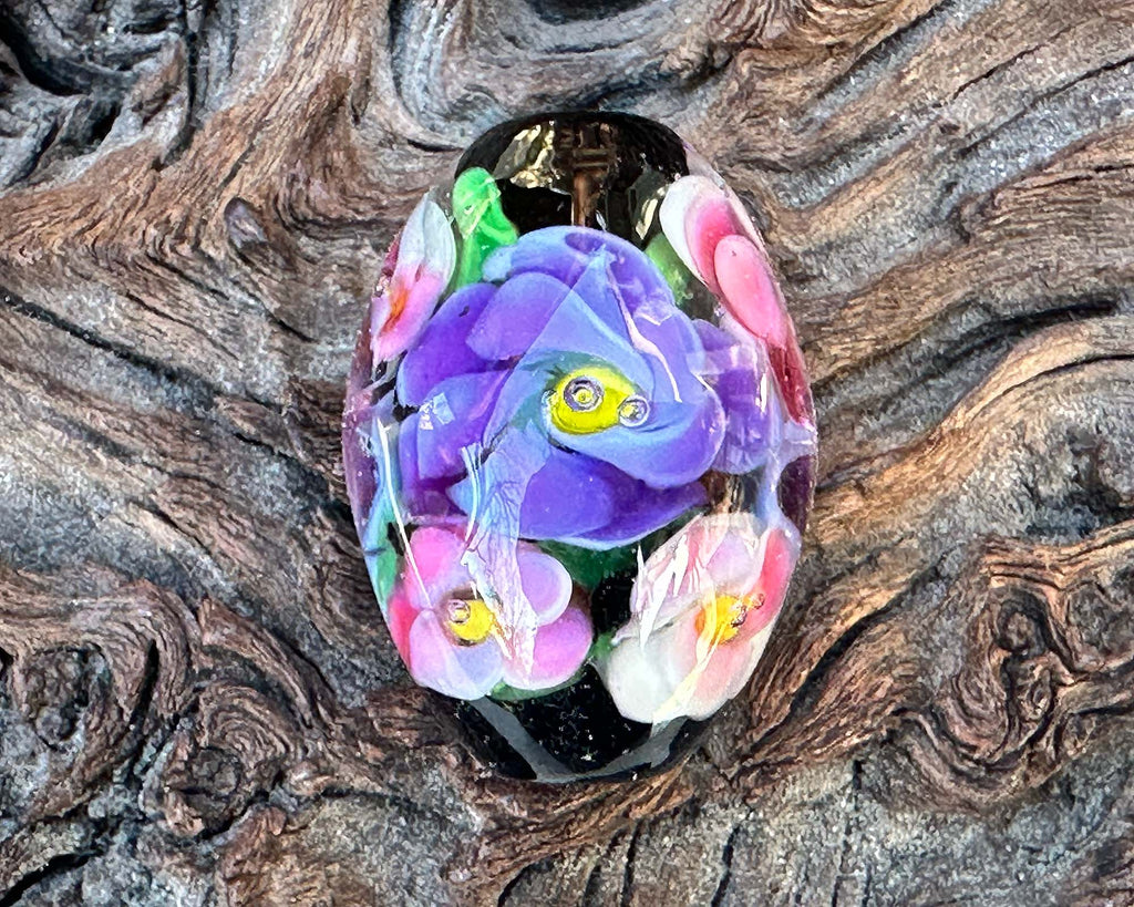 floral lampwork bead