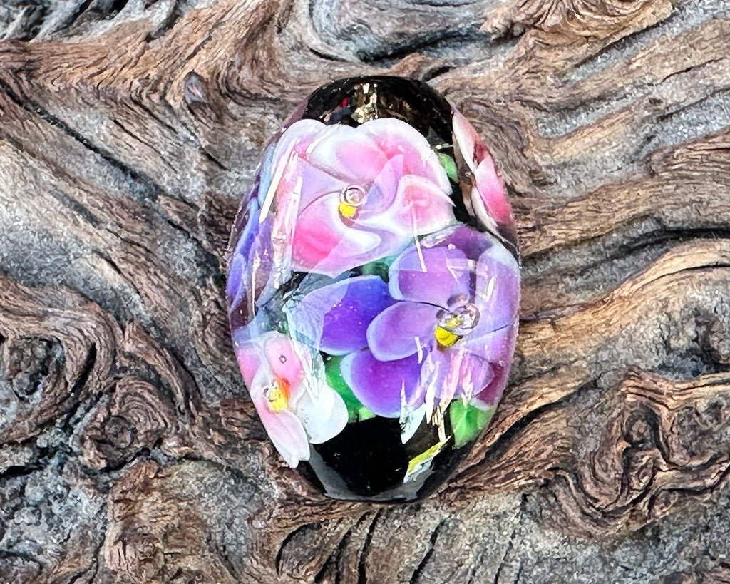 floral lampwork bead