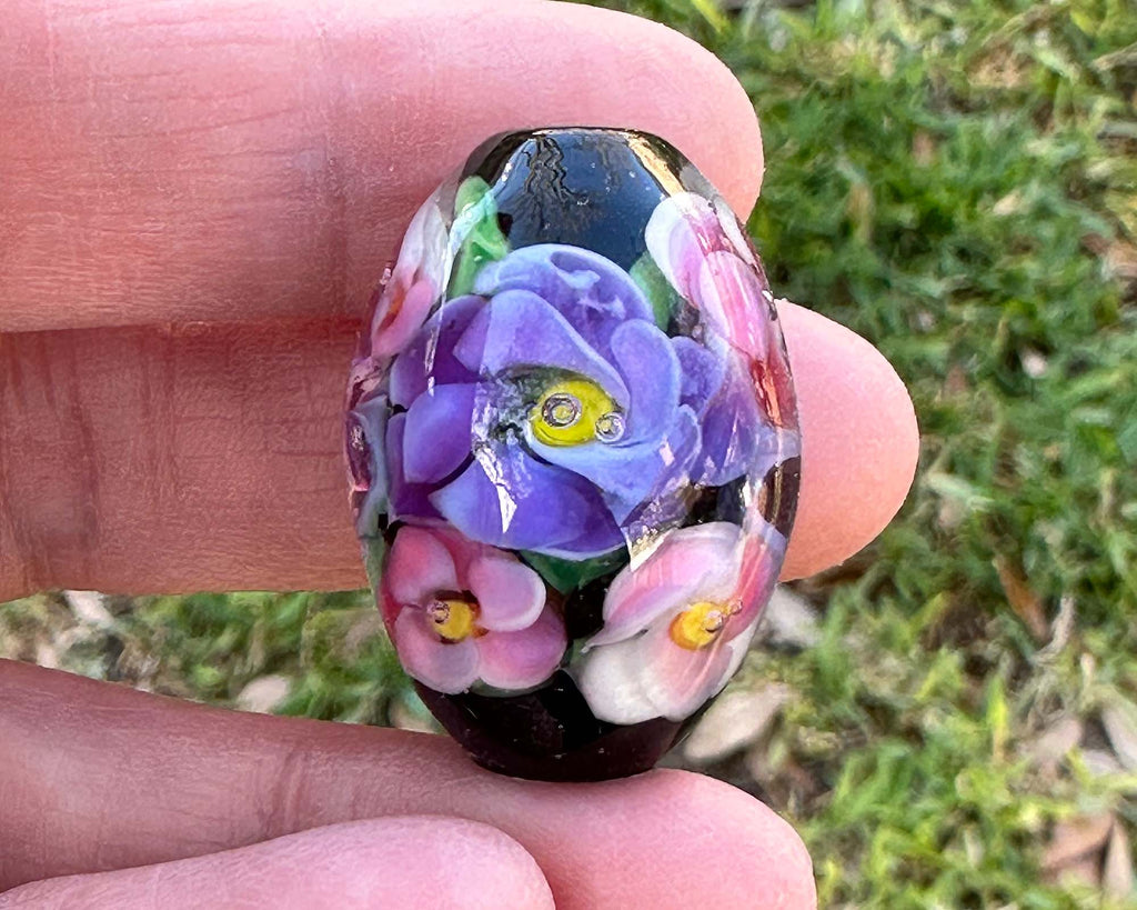 floral lampwork bead