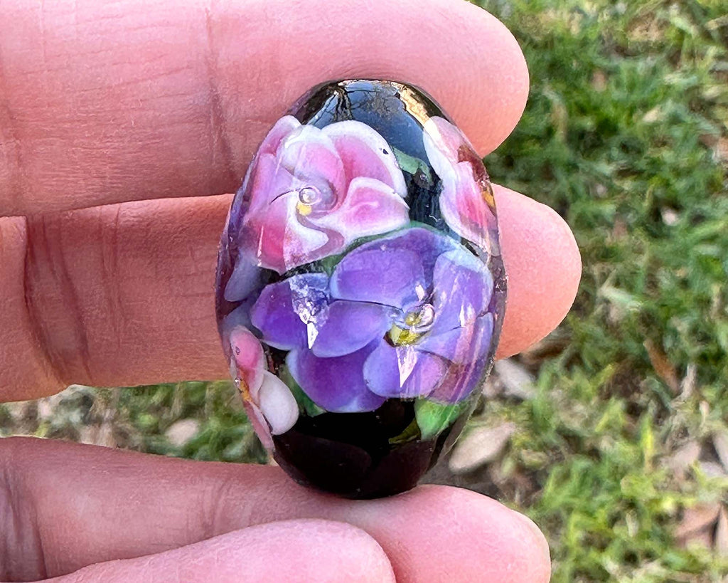 floral lampwork bead