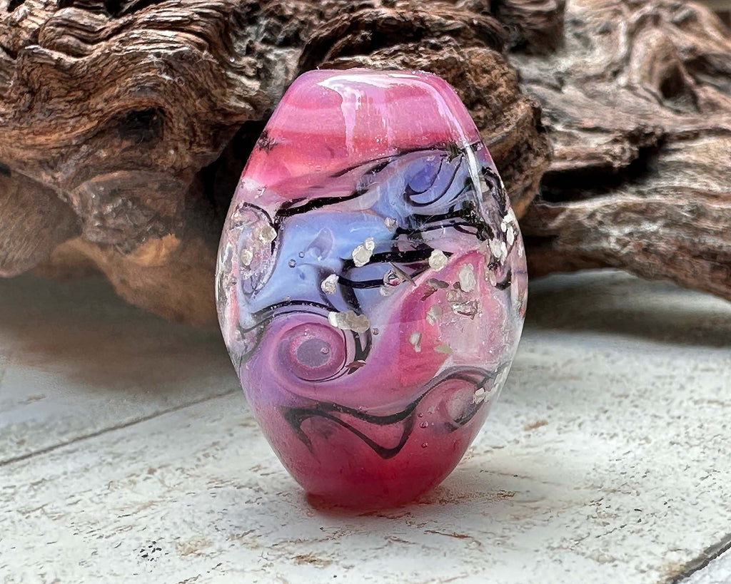 pink lampwork bead