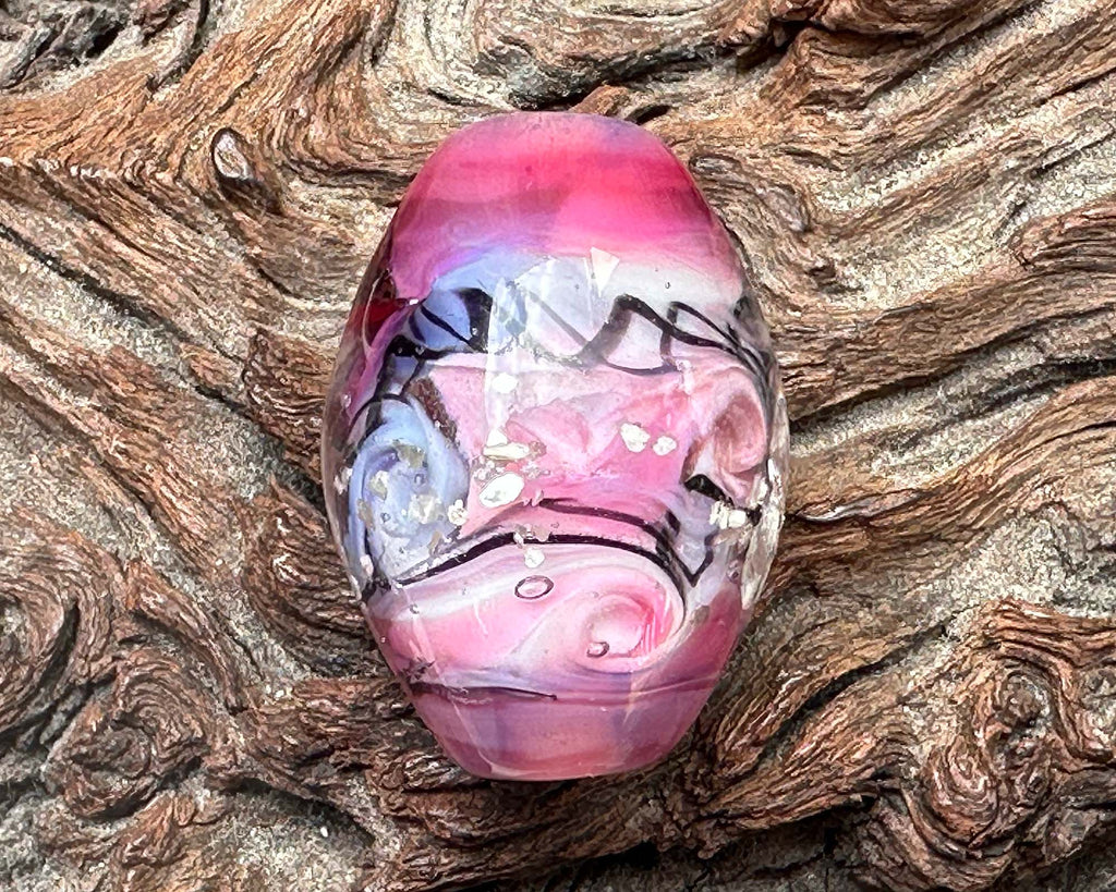 pink lampwork bead