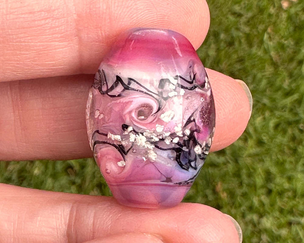 pink lampwork bead