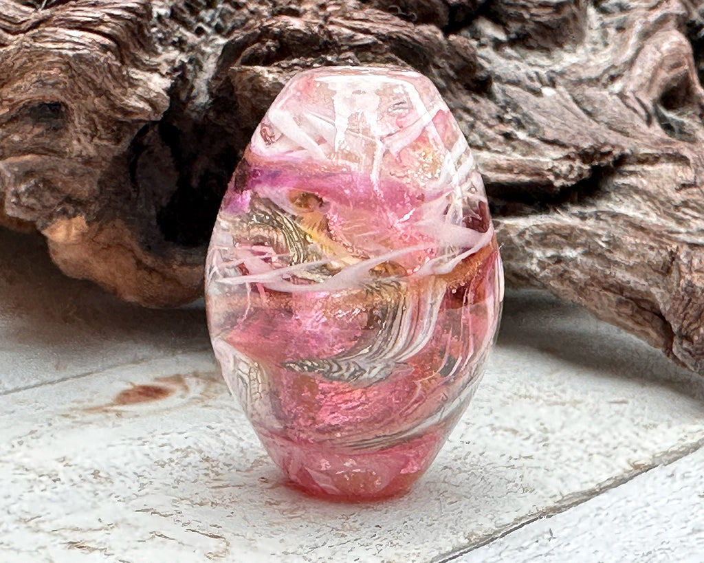 pink focal lampwork bead