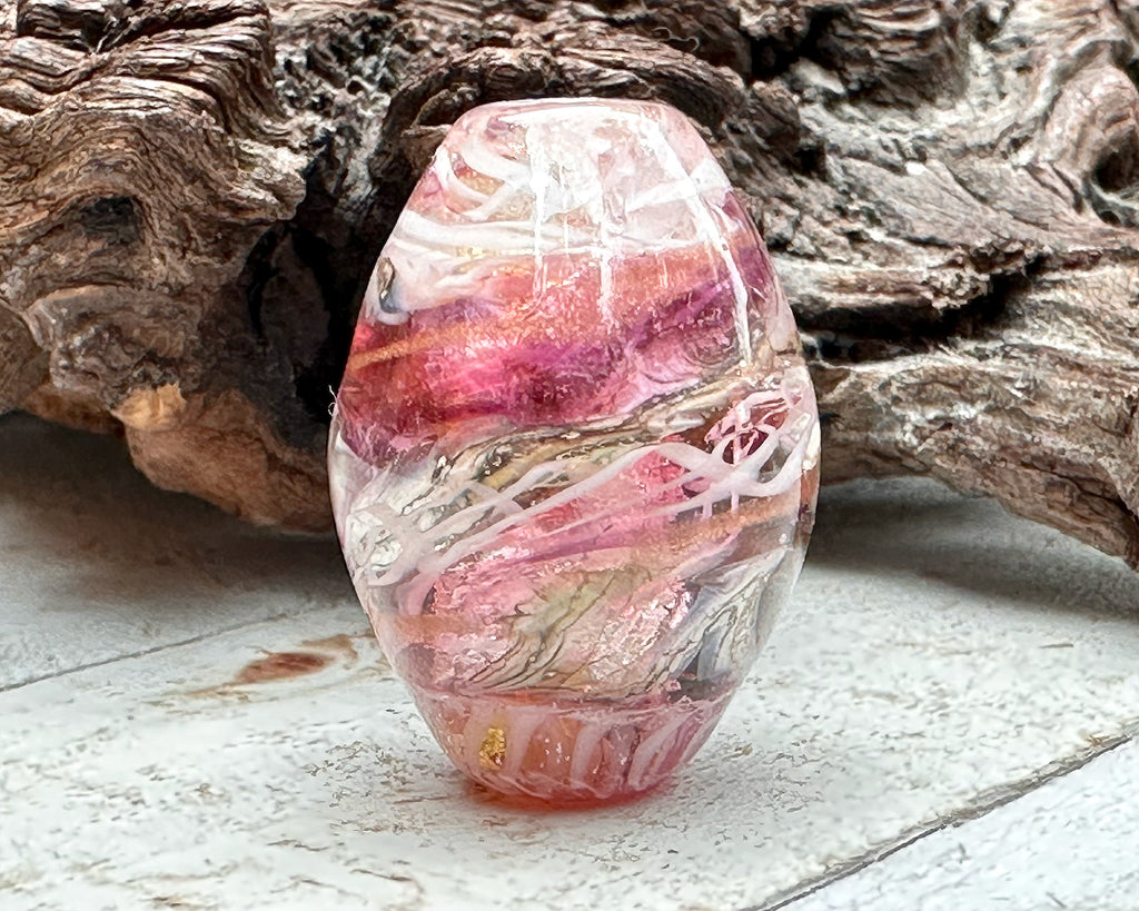 pink focal lampwork bead