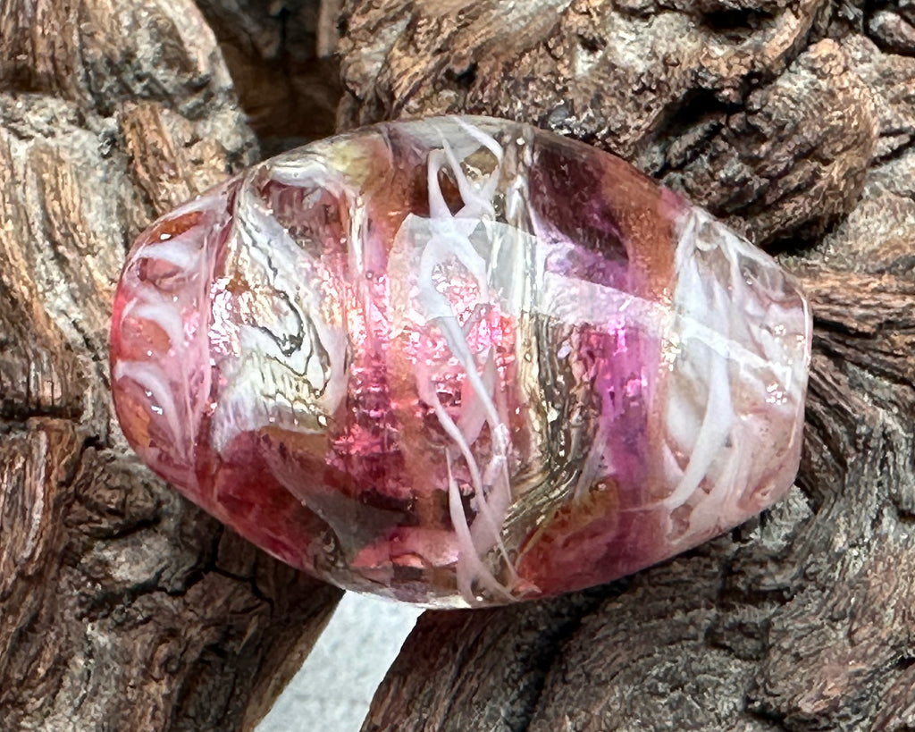 pink focal lampwork bead