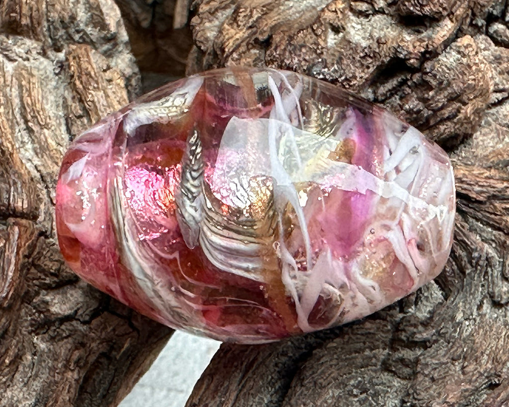 pink focal lampwork bead