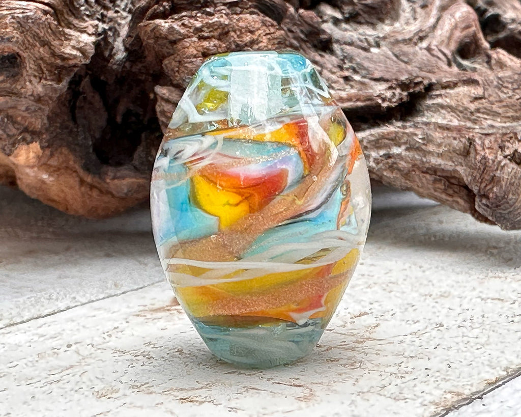 rainbow lampwork bead