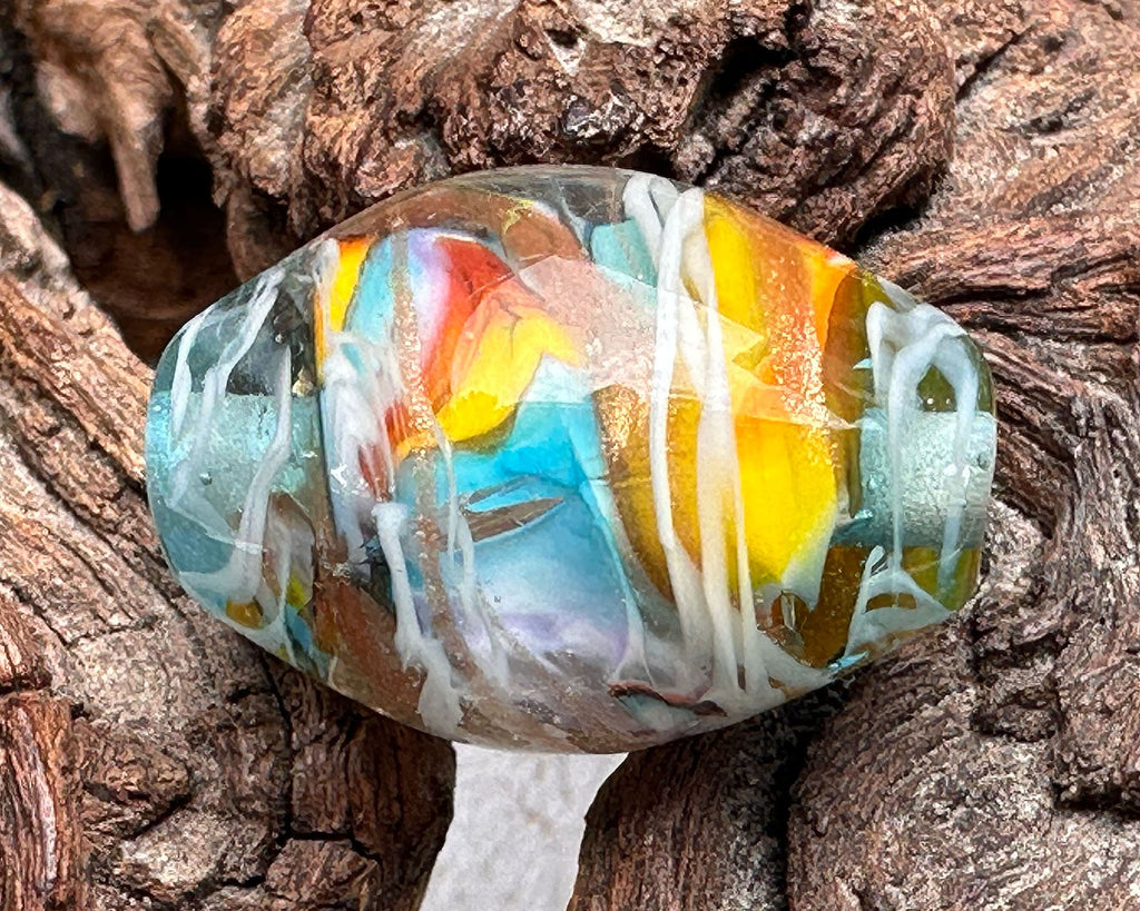 rainbow lampwork bead