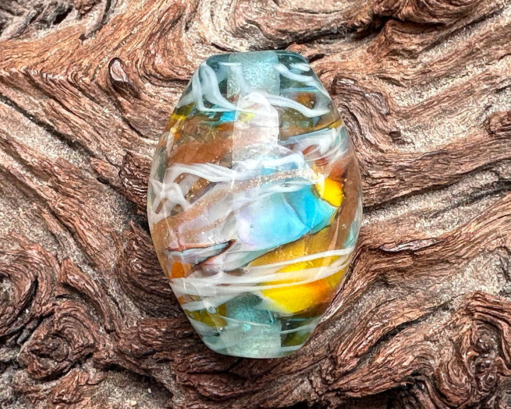 rainbow lampwork bead