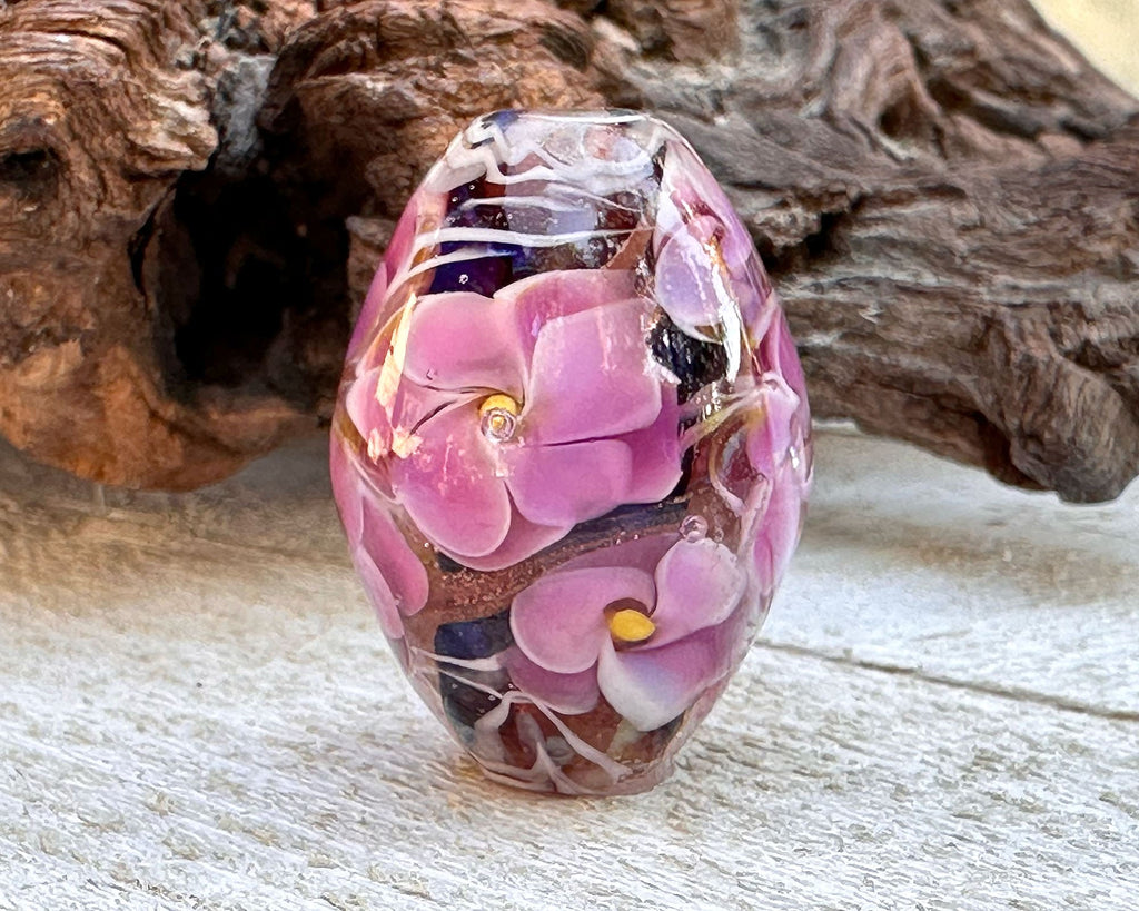 floral lampwork bead