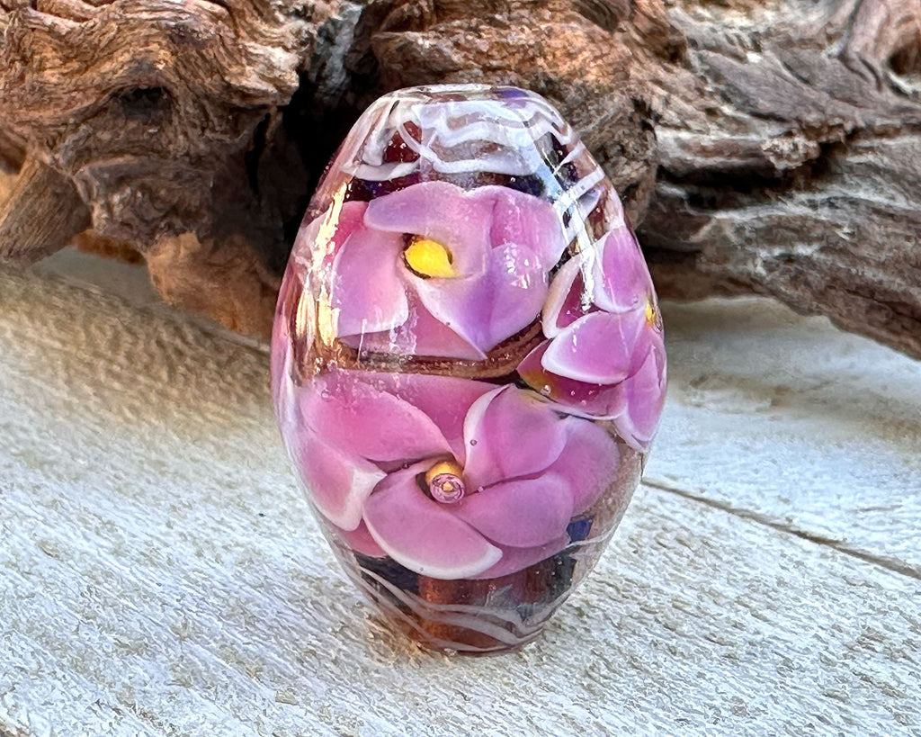 floral lampwork bead