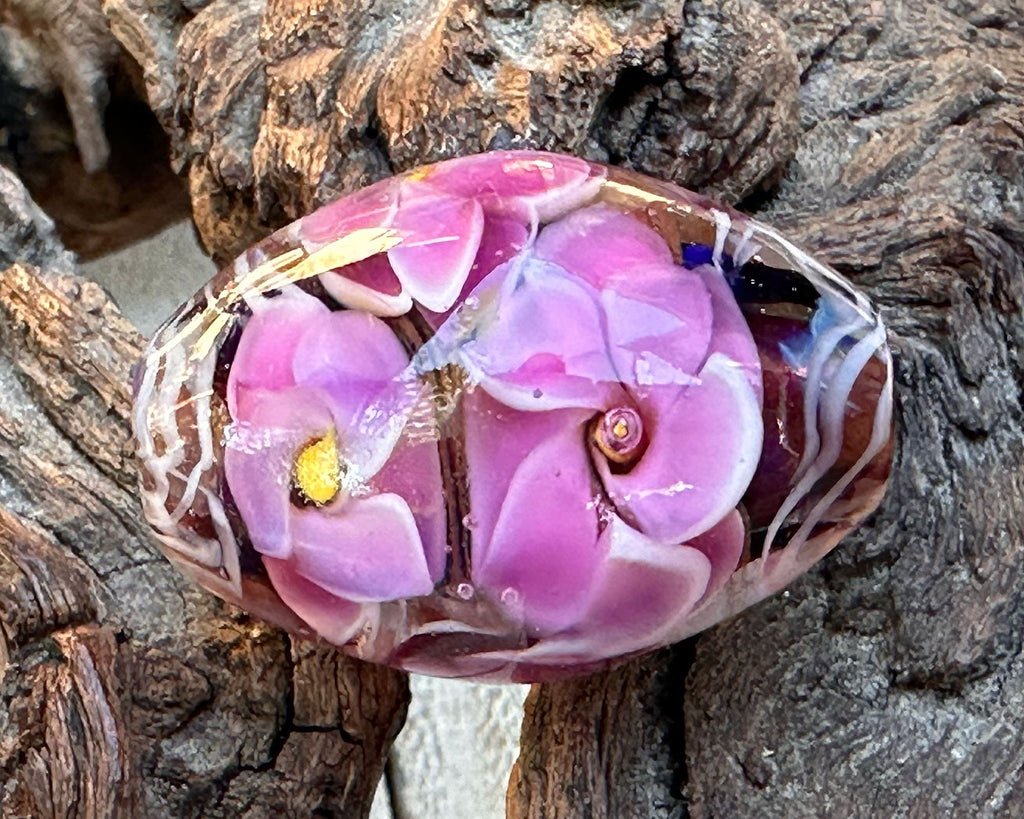 floral lampwork bead