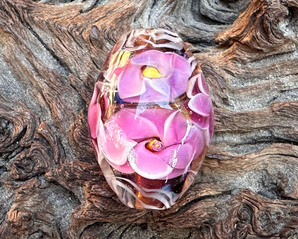 floral lampwork bead