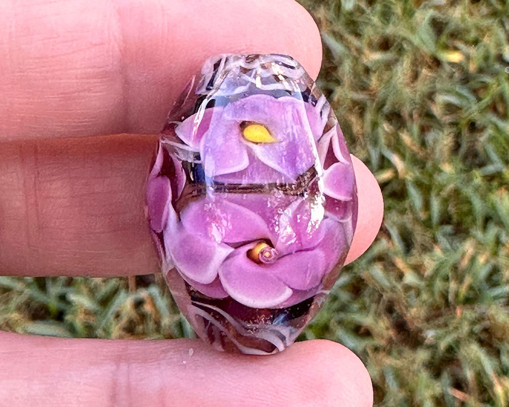 floral lampwork bead